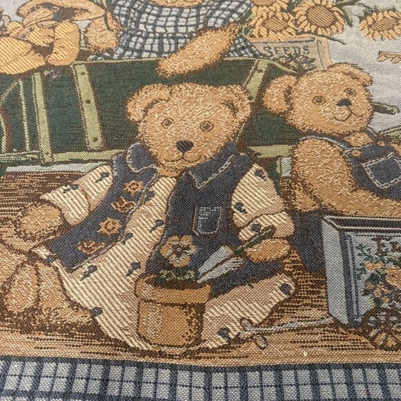 Goodwin Weavers “Teddy’s Wheelbarrow” Nita Showers Vtg Tapestry Throw Blanket - Picture 5 of 9